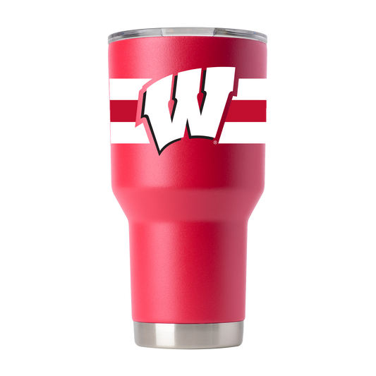 Wisconsin 30oz Red Tumbler with Stripes