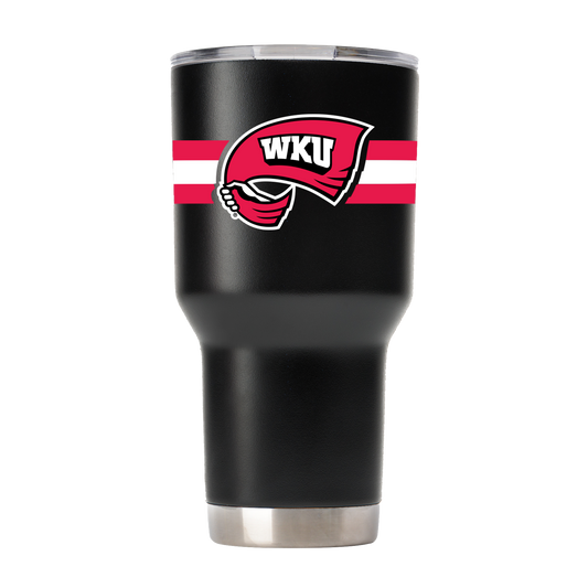 Western Kentucky 30oz Black Tumbler w- Stripes