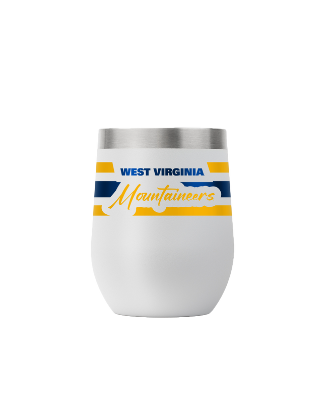 West Virginia 12oz Script Stemless Light Gray Tumbler