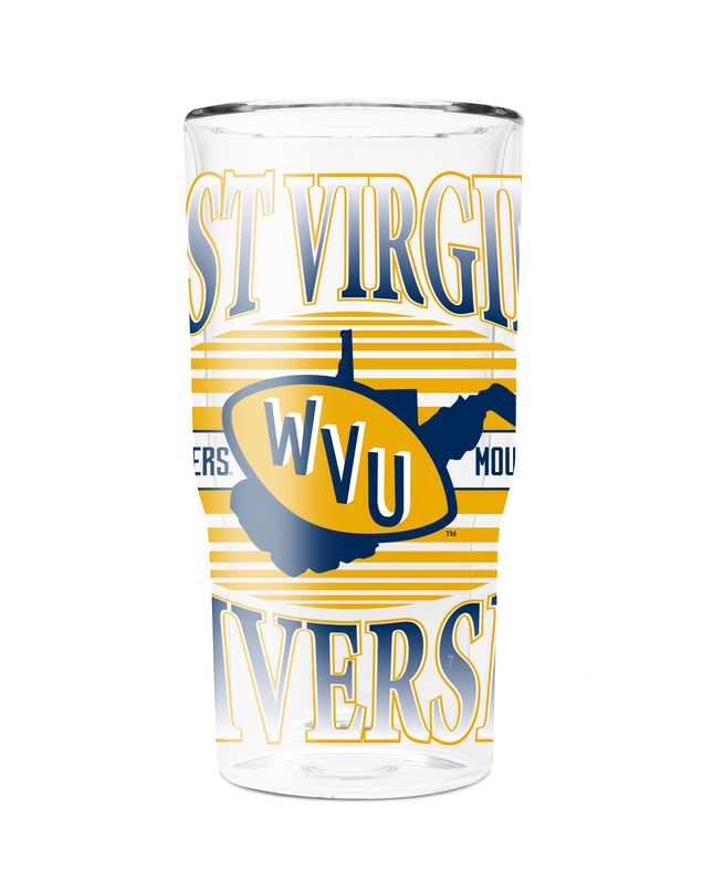 West Virginia College Vault 16oz Glass Tumblers
