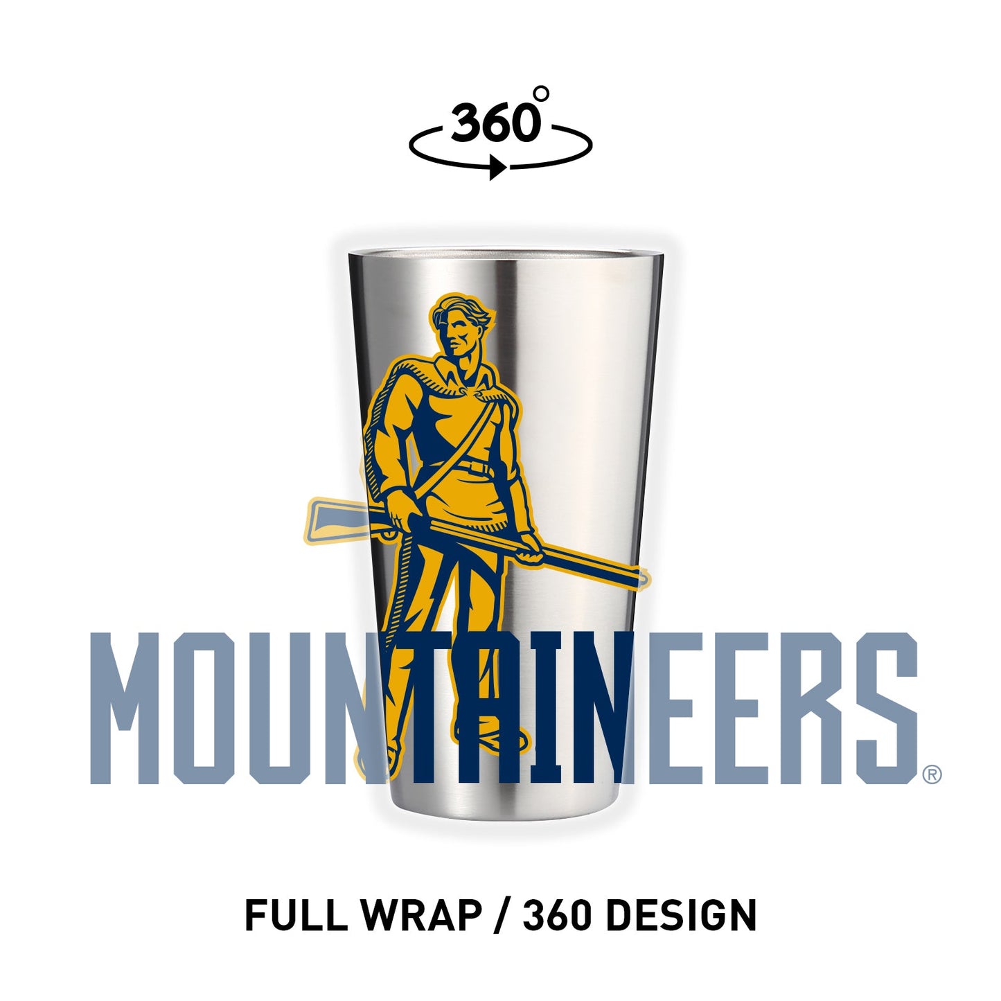 West Virginia 16oz Stainless Pint
