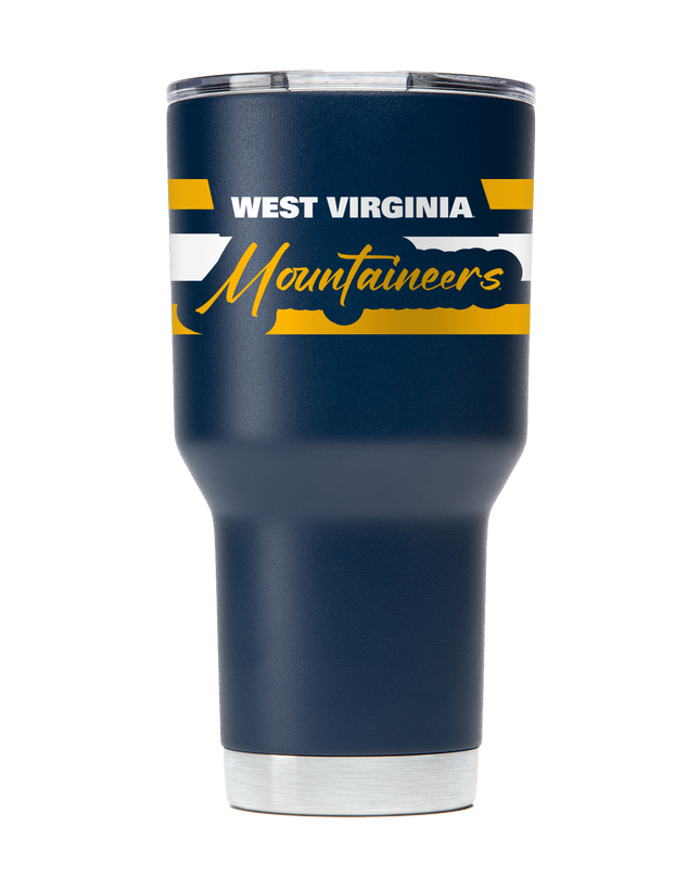 West Virginia 30oz Script Navy Tumbler