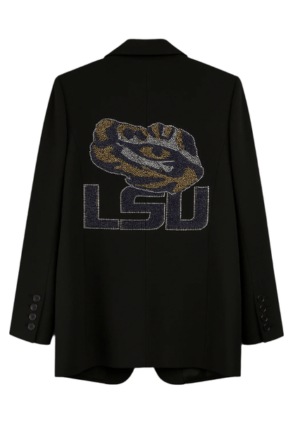 Licensed Game Day Blazer, Black w/ Pink Lining, LSU w/ Tiger Eye & Waterfall Pockets