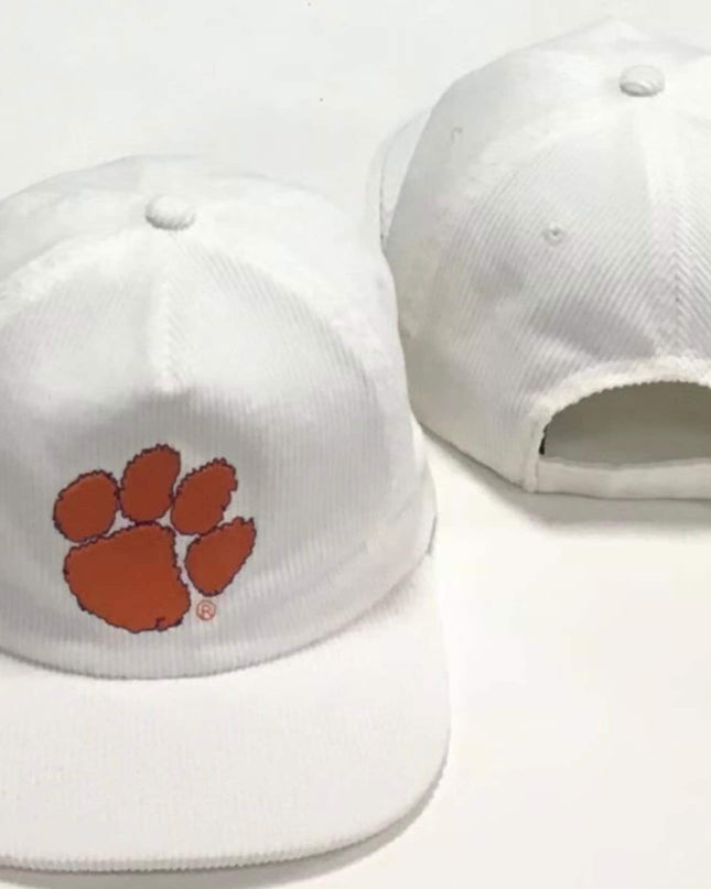 Clemson Paw White Corduroy Hat