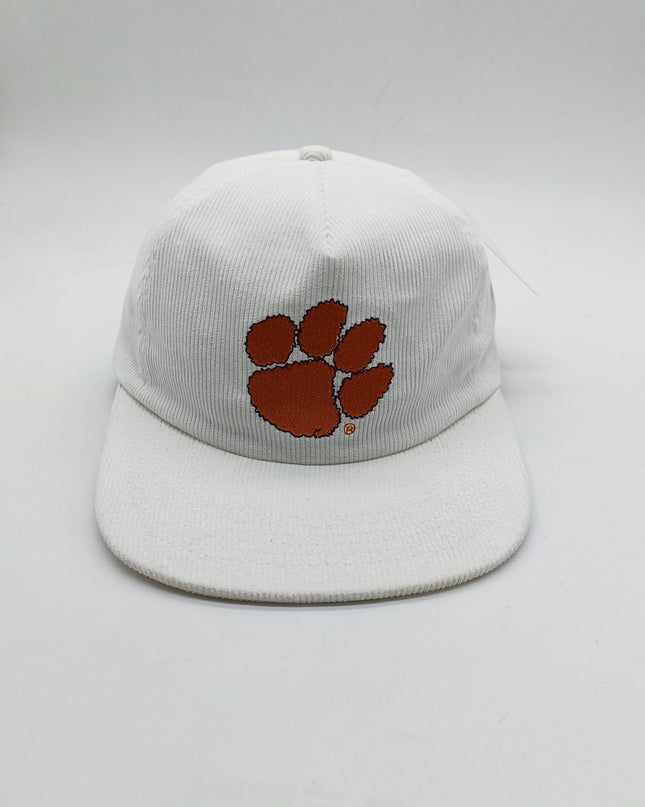 Clemson Paw White Corduroy Hat