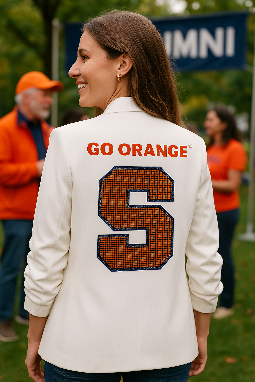 Licensed Game Day Blazer, Ruched White, Syracuse Big S Go Orange