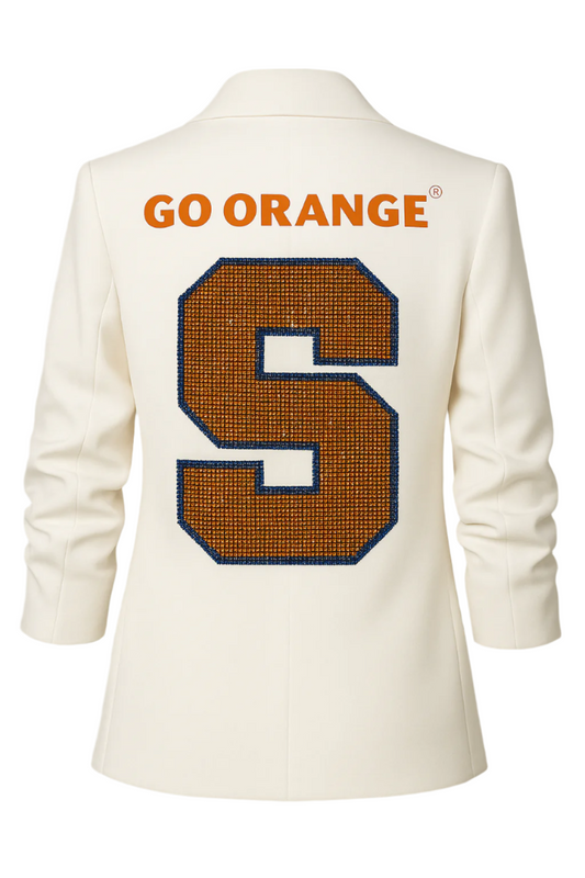 Licensed Game Day Blazer, Ruched White, Syracuse Big S Go Orange