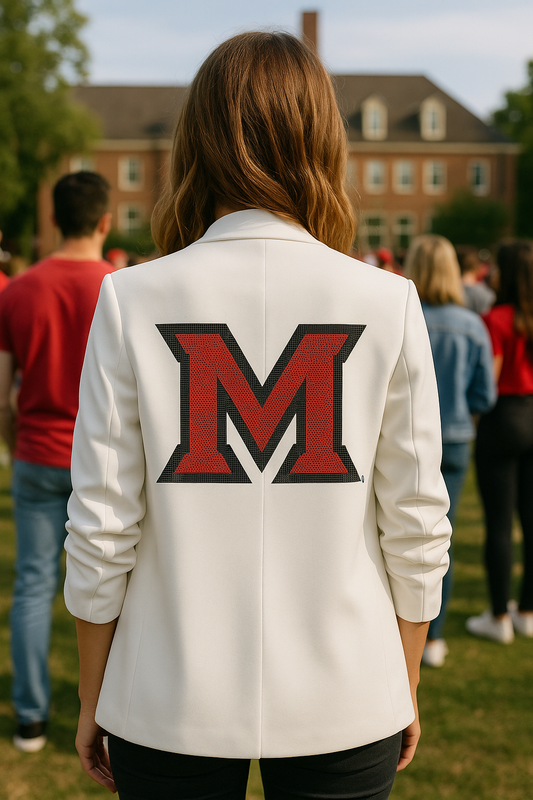 Licensed Game Day Blazer, White Ruched, Miami of Ohio M