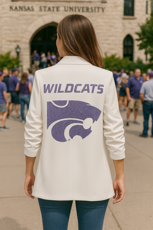Licensed Game Day Blazer, White Ruched, Kansas State Wildcats & Head