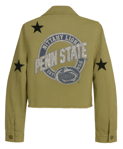Licensed Game Day Jacket, Cropped Army Shacket, Penn State Est 1855