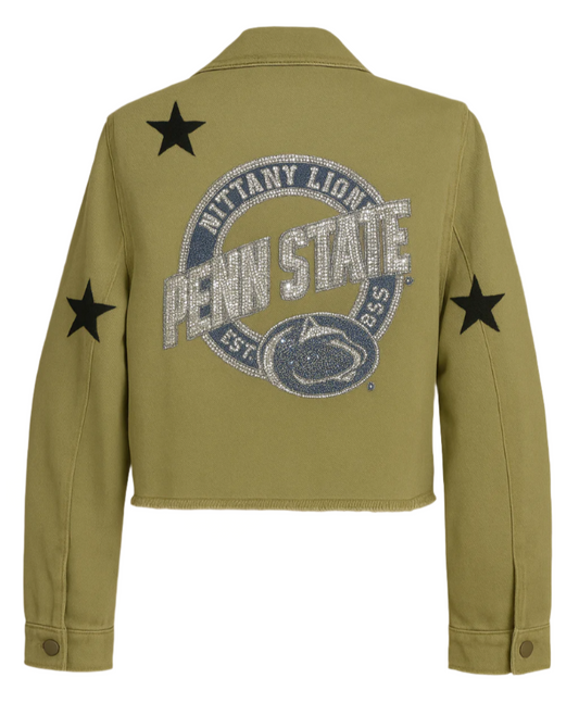Licensed Game Day Jacket, Cropped Army Shacket, Penn State Est 1855