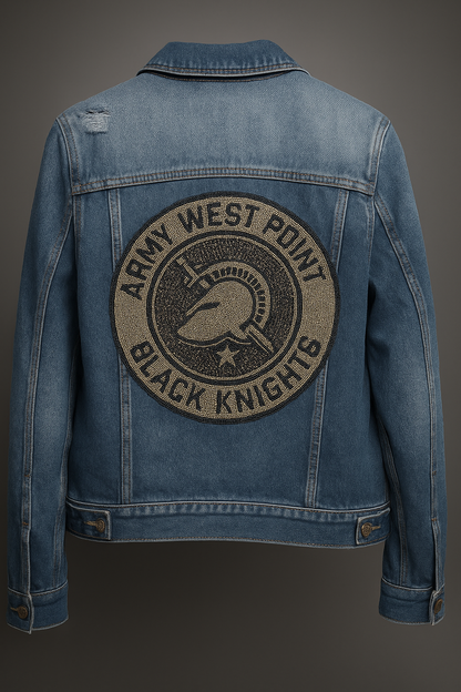 Licensed Game Day Jacket, Denim, Army West Point Circle Athena Shield