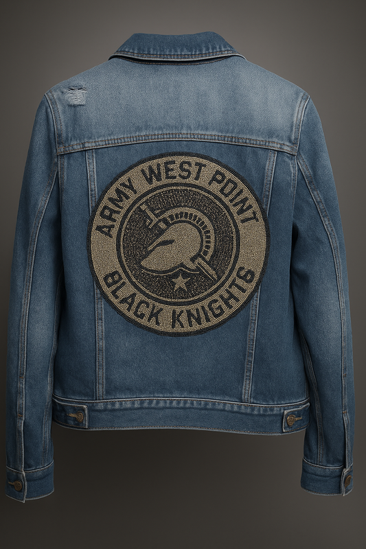Licensed Game Day Jacket, Denim, Army West Point Circle Athena Shield