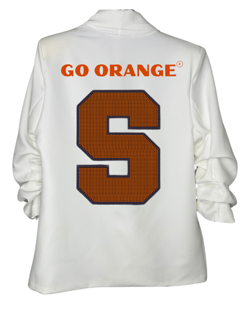 Licensed Game Day Blazer, Ruched White, Syracuse Big S Go Orange