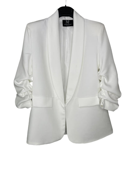 Blazer, Ruched White, Purple Tiger