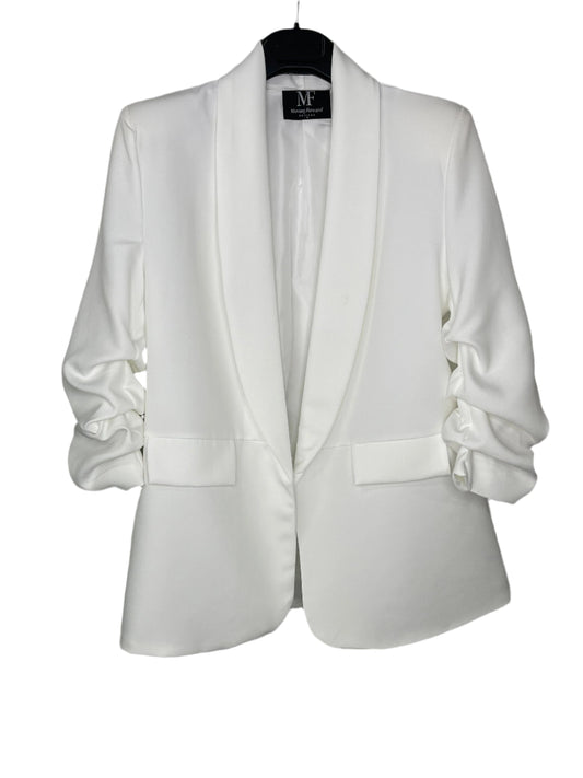 Blazer, Ruched White, Purple Tiger