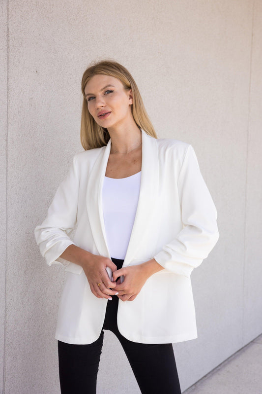 Licensed Game Day Blazer, White Ruched, Univ of Arizona Block A